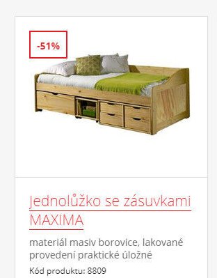 Jednolůžko se zásuvkami MAXIMA