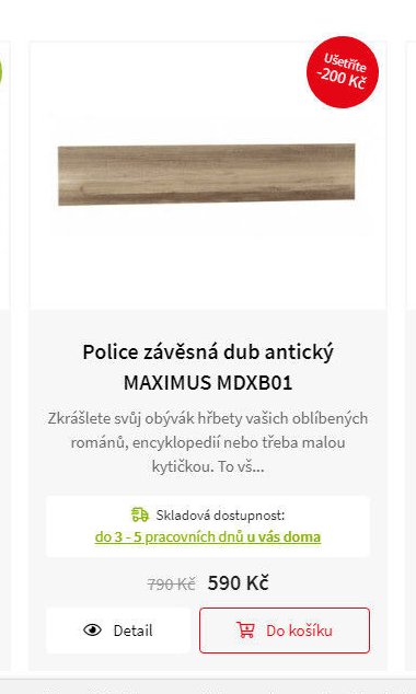 Police závěsná dub antický MAXIMUS MDXB01