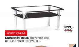 Konferenční stolek, čiré/černé sklo, 100x44x60 cm, 1003492-00