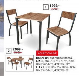 Jídelní set, dub/tmavě hnědá