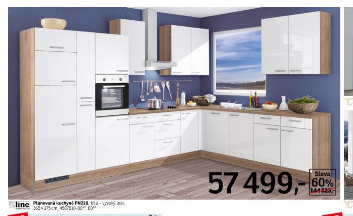 Plánovaná kuchyně PN220, bílá - vysoký lesk