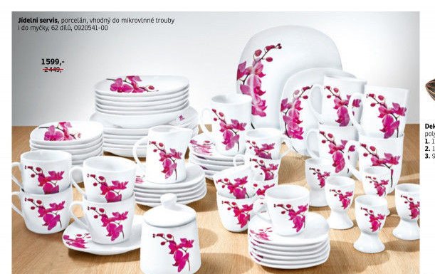 Jídelní servis, porcelán, 62 dílů