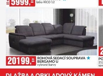 ROHOVÁ SEDACÍ SOUPRAVA BERGAMO U