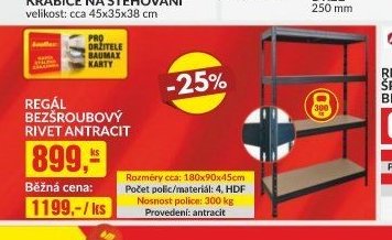 REGÁL BEZŠROUBOVÝ RIVET ANTRACIT