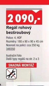 Regál rohový bezšroubový