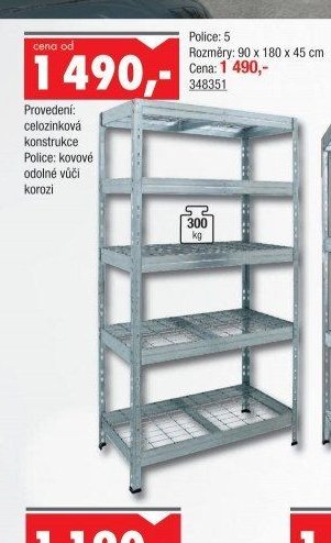 Regál celozinkový