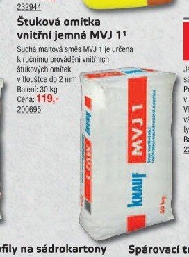 Štuková omítka vnitřní jemná MVJ 1