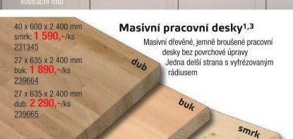 Masivní pracovní desky