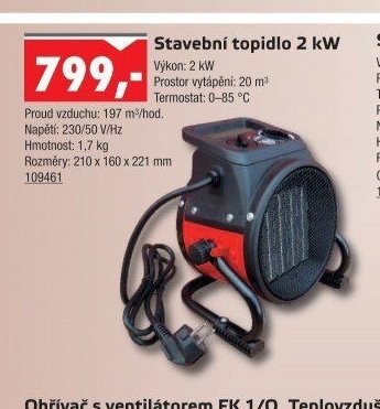 Stavební topidlo 2 kW
