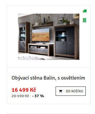 Obývací stěna Balin, s osvětlením
