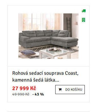 Rohová sedací souprava Coast, kamenná šedá látka