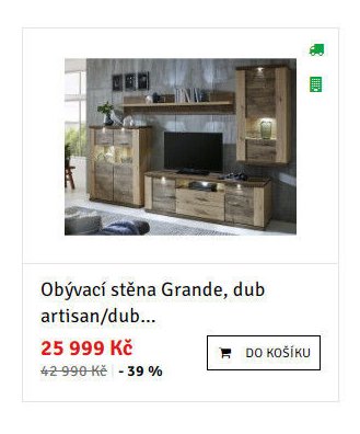 Obývací stěna Grande, dub artisan/dub