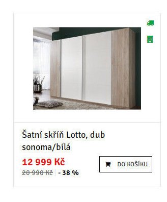 Šatní skříň Lotto, dub sonoma/bílá