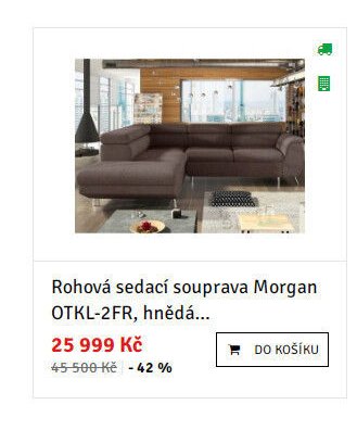 Rohová sedací souprava Morgan OTKL-2FR, hnědá