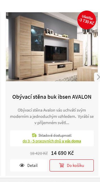 Obývací stěna buk ibsen AVALON