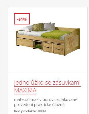 Jednolůžko se zásuvkami MAXIMA