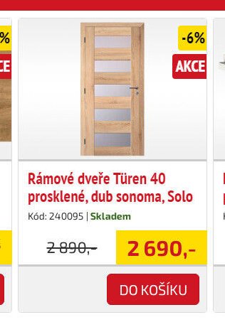 Rámové dveře Türen 40 prosklené, dub sonoma, Solo