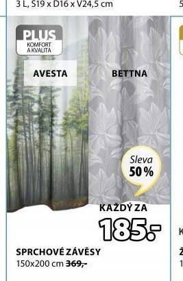 Sprchové závěsy AVESTA/BETTNA