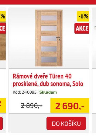 Rámové dveře Türen 40 prosklené, dub sonoma, Solo
