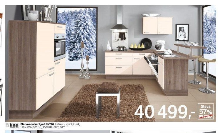 Plánovaná kuchyně PN270, kašmír - vysoký lesk