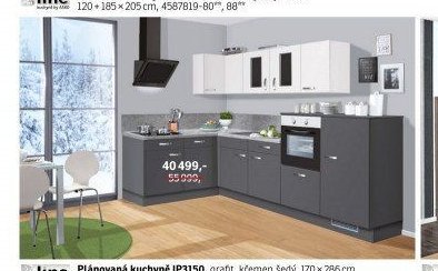 Plánovaná kuchyně IP3150, grafit, křemen šedý