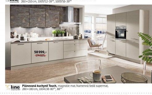 Plánovaná kuchyně Touch, magnolie mat/kamenná šedá supermat