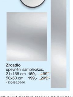 Zrcadlo upevnění samolepkou