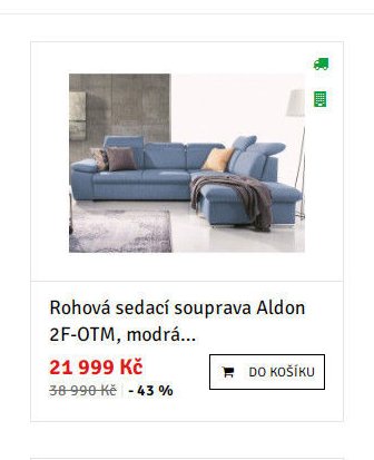 Rohová sedací souprava Aldon 2F-OTM, modrá...