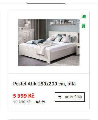 Postel Atik 180x200 cm, bílá