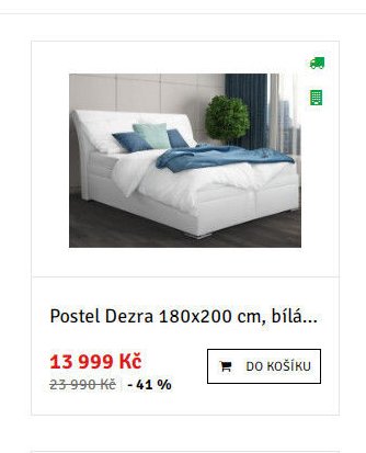 Postel Dezra 180x200 cm, bílá...