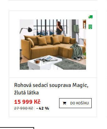 Rohová sedací souprava Magic, žlutá látka