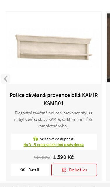 Police závěsná provence bílá KAMIR KSMB01