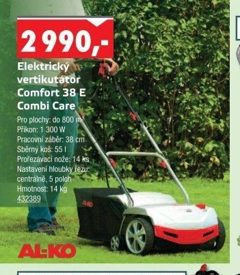 Elektrický vertikutátor Comfort 38 E Combi Care
