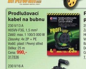 Prodlužovací kabel na bubnu (25m)