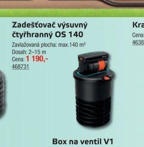 Zadešťovač výsuvný čtyřhranný OS 140