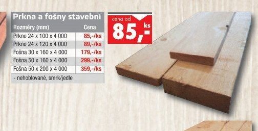Prkna a fošny stavební