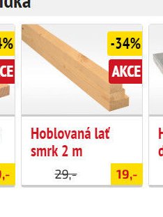Hoblovaná lať smrk 2 m