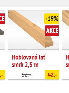 Hoblovaná lať smrk 2,5 m