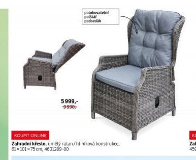 Zahradní křeslo, umělý ratan/hliníková konstrukce