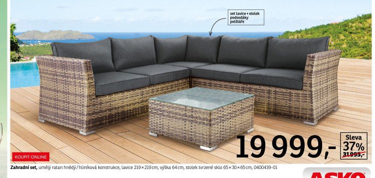 Zahradní set, umělý ratan hnědý/hliníková konstrukce