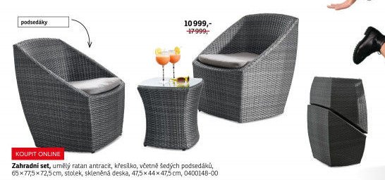 Zahradní set, umělý ratan antracit