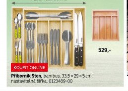 Příborník Sten, bambus, 33,5x29x5cm, nastavitelná šířka