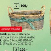 Košík, ratan se skleněnou vložkou