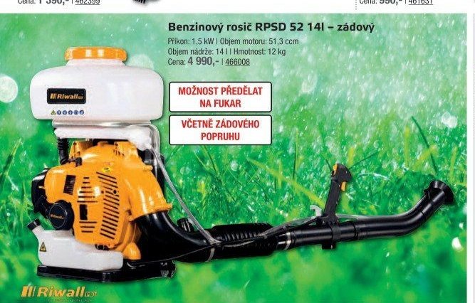 Benzinový rosič RPSD 52 14l – zádový