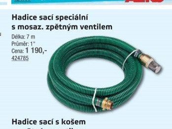 Hadice sací speciální s mosaz. zpětným ventilem