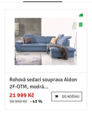 Rohová sedací souprava Aldon 2F-OTM, modrá...