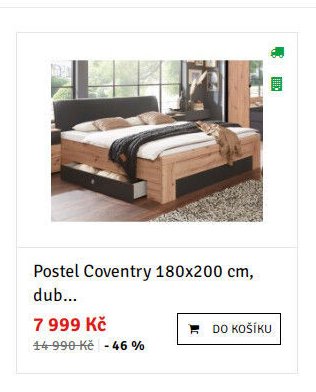 Postel Coventry 180x200 cm, dub...