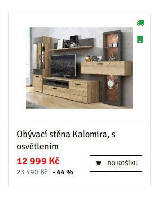 Obývací stěna Kalomira, s osvětlením