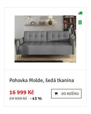 Pohovka Molde, šedá tkanina