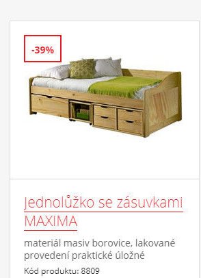 Jednolůžko se zásuvkami MAXIMA